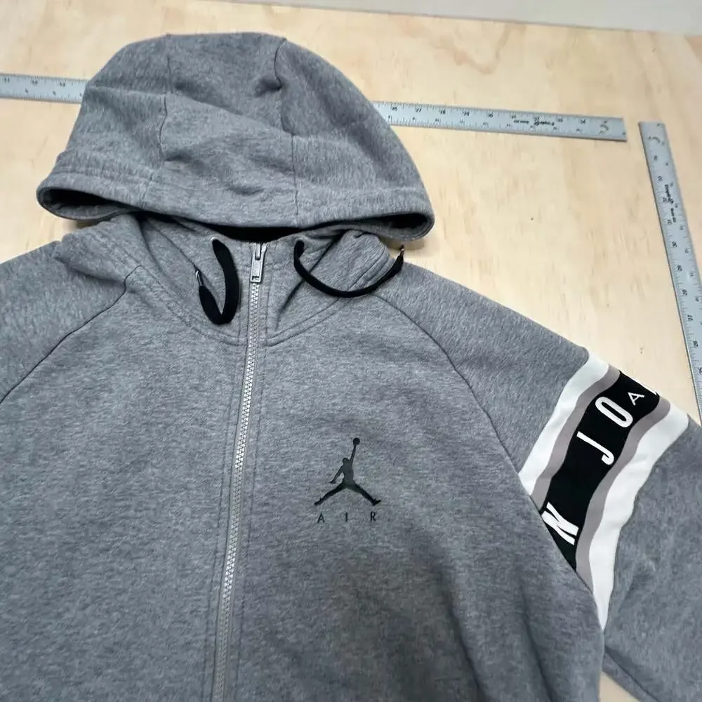 Jordan Jumpman Air Full-Zip Gray Hoodie with Sleeve Branding